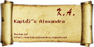 Kaptás Alexandra névjegykártya